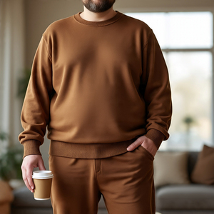 Ropa deportiva Loose Fit Tee Shirts Mens Casual Crew Neck Oversize Sweater Hombres Drop Shoulder Cotton Sweater Hombres - Product Image 1