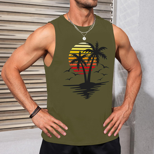 Camiseta de fitness personalizada de algodón puro French Terry, sudadera sin mangas, camiseta sin mangas informal para hombre, tarifa al por mayor, servicio OEM - Product Image 2