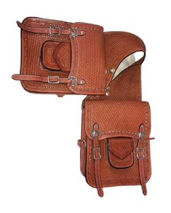 Bolsas de sillín de salto ecuestre de cuero genuino de alta calidad, ropa de equitación occidental mecanizada a mano para caballos - Product Image 1