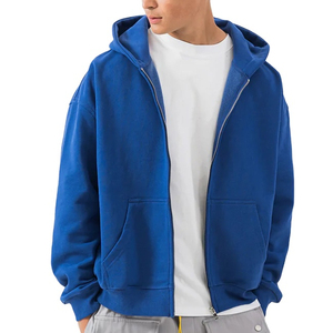 Nouveaux hommes surdimensionnés pleine fermeture éclair coton à capuche hiver rue mode coupe ample avec impression numérique vierge conception unie - Product Image 1