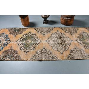 Tapis Turc Vintage Beige Bleu 3.1 X 8.7ft Laine Faite à la Main avec Peluche Pile Hauteur Forme Rectangulaire Motif Abstrait pour Chambre - Product Image 3