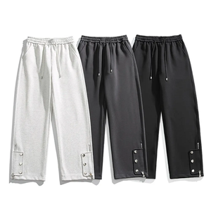 Pantalones de chándal con cordón acampanados altos para hombre, ropa de calle de Color sólido, pantalones de chándal de pierna ancha, pantalón informal para hombre - Product Image 6