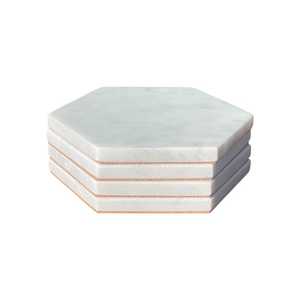 Juego de posavasos de mármol de Carrara Hexágono Piedra italiana hecha a mano en La - Product Image 2