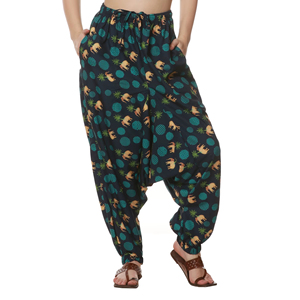 Femmes 100% coton écologique Harem Joggers doux respirant lâche toile numérique imprimé confortable plat pantalon décontracté pour - Product Image 1