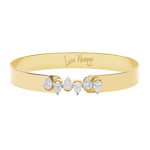 Venta caliente 10K oro sólido pera diamante brazalete pulsera grabado brazalete clásico regalo de boda para ella - Product Image 1