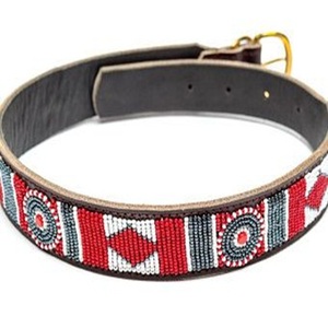 Colliers de chien en cuir brodés de perles de rocaille personnalisées avec design tribal Colliers de chien en cuir faits à la main avec perles - Product Image 3