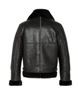 <b>Men</b>’s Flying <b>Aviator</b> Shearling Leather <b>Jacket</b> Vintage Pilot Bomber Coat Real Sheepskin Leather Sherpa Fur Winter <b>Jacket</b> Coat OEM - Product Image 4