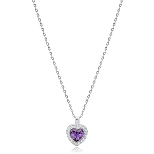 อเมทิสต์ CZ Heart Charm ตุรกีทําด้วยมือสร้อยคอจี้เงินเครื่องประดับเครื่องประดับอินเทรนด์ - Product Image 3