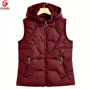 Chaleco Acolchado de Punto con Capucha, Diseño Nuevo, Logotipo Personalizado, Alta Calidad, Ecológico, Liso Teñido, para Mujer - Product Image 1