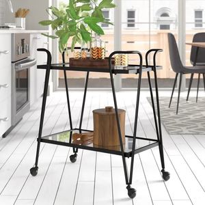 Metal Rectangular Shaped Wine bar Cart for Home Catering Hotel Restaurant Kitchen Food <b>Serving</b> <b>Trolley</b> Wine & Glasses Holders - Product Image 4