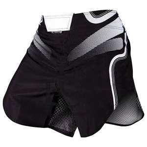 Pantalones cortos unisex de poliéster para kick boxing Muay Thai con logotipo bordado, venta al por mayor, lucha simple personalizable, precio barato al por mayor - Product Image 1