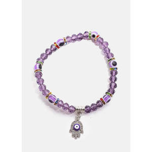 <b>Hamsa</b> Hand Evil Eye Bead <b>Bracelet</b> Trendy Religious Gold-Plated Jade Bangle Featuring Agate Onyx Opal Amethyst Quartz Stones Gift - Product Image 6
