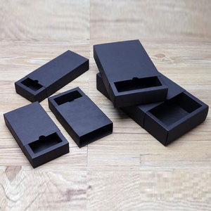 Lote Marrón Negro Blanco Kraft Caja de embalaje de cartón Embalaje Regalo Cajón de papel negro Cajas de regalo Cartón - Product Image 3