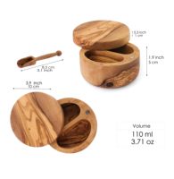 Boîte à épices ArtisRaw artisanale en bois d'olivier à double compartiment, écologique, avec couvercle magnétique, salière poivrière, herbe aromatique, lavable à la main
