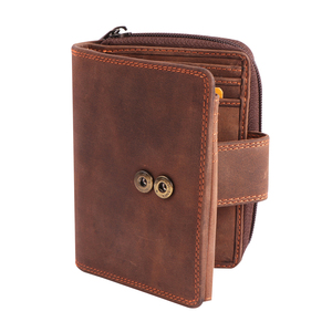 Damen RFID Blocking Bifold Leder Geldbörse Kurzer Karten halter mit Knopf verschluss und Baumwoll futter OEM/ODM erhältlich - Product Image 4