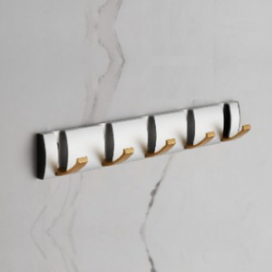 Perchero de Pared Moderno con 5 Ganchos JIBH023, Plateado y Dorado, de Lujo, para Entrada, Organizador de Batas y Toallas, Metálico Resistente - Product Image 3
