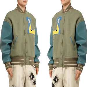 Chaqueta de cuero de béisbol para hombre High Street College con cuello levantado OEM personalizado y parches bordados para chaqueta de invierno para hombre - Product Image 5