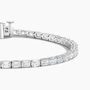 Pulsera de Cadena y Eslabones Chapada en Oro/Plata de 6 Pulgadas con Moissanita de Corte Esmeralda, Premium, Romántica, para Regalo de Aniversario para Ella - Product Image 6