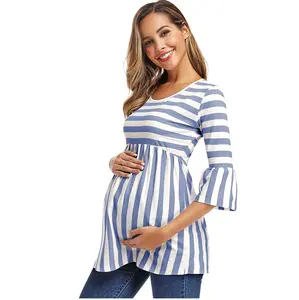 Nueva ropa de maternidad personalizada barata con estilo para mujer Nuevas camisetas de maternidad de moda