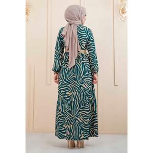 Robe Hijab Ceinturée en Paille Motif Zèbre - Product Image 6