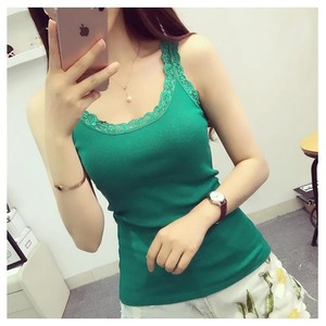 Hauts noirs été sans manches femmes débardeur avec haut en dentelle rouge à l'intérieur porter dentelle Camisoles sous-vêtements amples femmes vêtements gilet - Product Image 3