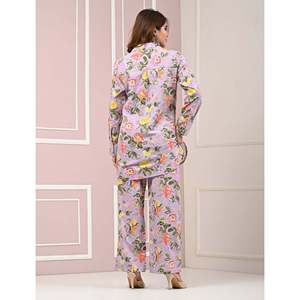 Conjunto de Dos Piezas Estampado en Azul y Morado, 100% Algodón, Tejido Suave - Product Image 6