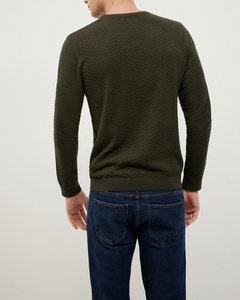 Sweat-shirt en tricot à manches longues et col rond avec poignets élastiques pour hommes, coupe moderne élégante, vêtement d'hiver, coupe décontractée - Product Image 2