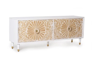 Buffet de détresse en bois de manguier sculpté antique Design moderne pour la maison Bar Ferme Salle à manger Hôtel Salon Stockage multimédia - Product Image 2