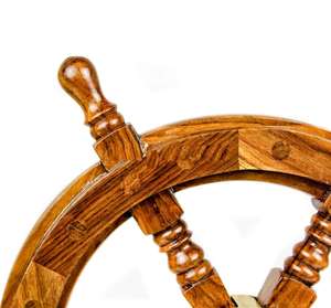 Rueda de madera Rueda de barco de madera Pared de pirata Decoración del hogar y regalos Decoración de pared Barco Rueda de barco Decoración de hogar y oficina - Product Image 3