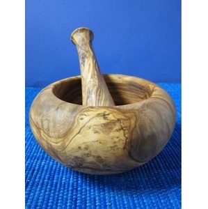 Mortier et pilon en bois équilibré offrant une prise ferme améliorant la précision de broyage pour les épices, les herbes, les racines et les mélanges - Product Image 2