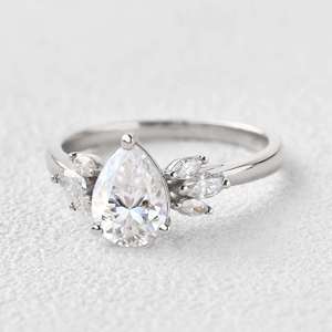 แหวนเพชรทรงหยดน้ำ 1.70 กะรัต รูปทรงลูกแพร์ เพชรเลี้ยงในห้องปฏิบัติการ ดีไซน์อาร์ตเดโค แหวนหมั้น แหวนแต่งงานสุดโรแมนติก ของขวัญสำหรับผู้หญิง เครื่องประดับสำหรับงานปาร์ตี้ - Product Image 3