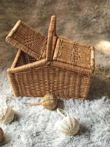 Cesta de picnic tejida a mano con tapa, cesta de Picnic al aire libre - Product Image 3