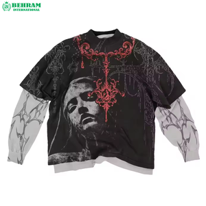 เสื้อยืดออกกำลังกายแขนยาวทรงโอเวอร์ไซส์ ยูนิเซ็กซ์ ผ้าฝ้าย 100% สองชั้น ซักแห้งเร็ว เป็นมิตรกับสิ่งแวดล้อม ปักลายแบบกรด รุ่นใหม่ล่าสุด - Product Image 3