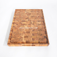 Rechthoekig teakhouten snijplank met eindnerfstructuur, milieuvriendelijk, vaatwasserbestendig, modern design, 2,5 cm dik, fruit snijplank