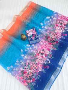 Sari en soie traditionnel moderne Saree en mousseline de soie à prix d'usine inspiré de l'Inde pour les fêtes et les mariages - Product Image 2