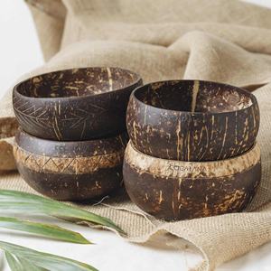 ชุดชามและช้อนกะลามะพร้าว,ชุดเครื่องใช้บนโต๊ะอาหารแบบยั่งยืนเป็นมิตรกับสิ่งแวดล้อมสลักโลโก้แบบกำหนดเอง - Product Image 5