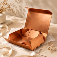 Boîte cadeau magnétique de luxe écologique en or rose métallisé avec logo personnalisé en feuille d'or, emballage rigide pour coffrets cadeaux de fêtes