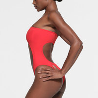 Maillot de bain une pièce sans bretelles personnalisé pour femmes avec anneau à coupe haute personnalisable ensembles de bikini de plage imprimés