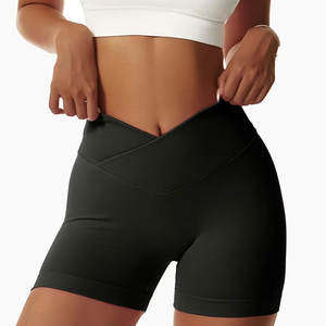 Pantalones cortos de yoga con logotipo personalizado para mujer, pantalones cortos de yoga push up para mujer, pantalones cortos de yoga con bolsillo para entrenamiento físico para mujer - Product Image 1