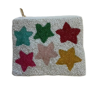 Pochette à monnaie de forme carrée faite à la main mignonne petite étoile perlée broderie colorée couture à couture nouveau Style utilisation quotidienne - Product Image 1
