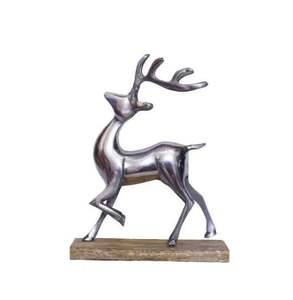 Ciervo de aluminio de alta calidad acabado en plata sobre base de madera mejor mesa escritorio decorativo Showpiece Fabricación y proveedor indio - Product Image 4