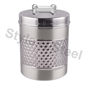 Juego de botes de comida para mascotas Caja de tarro de almacenamiento de recipiente de comida para mascotas de metal de cocina de acero inoxidable - Product Image 1