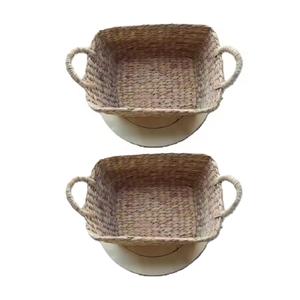 Contenedores de almacenamiento rectangulares de jacinto de agua ecológicos hechos a mano con asas retorcidas de varios tamaños de Vietnam - Product Image 4