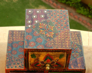 Hand-Painted Wooden Desk Organizer Living Room Decorative <b>Storage</b> <b>Drawer</b> Wardrobe for Kitchen Table Christmas Birthday Jewelry - Product Image 6