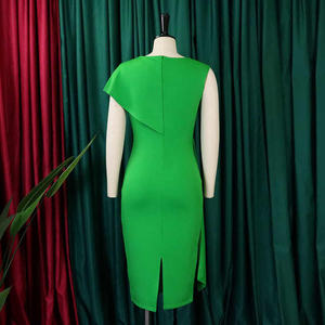 Elegante poliéster Spandex lápiz carrera vestido cómodo satén elástico con decoración de encaje resistente a las arrugas uso de oficina verano - Product Image 6