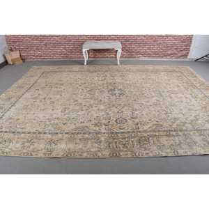 Vintage Runner Rug 0.8x12.5 ft (23x380 cm), Turkish <b>Brown</b> Plants & trees <b>Wool</b> Rug - Product Image 3