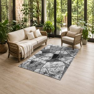 <b>RUGS</b> DEPOT LXDP-0382 Wholesale <b>Charcoal</b> <b>Grey</b> Marble Effect Digital Printed Machine Washable Chenille Area <b>Rug</b> Non Slip - Product Image 6