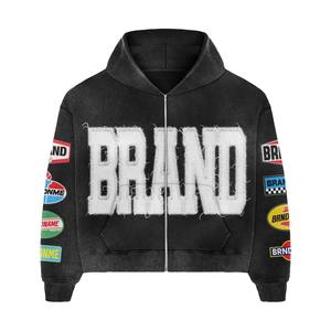 Conjunto Deportivo de Dos Piezas con Capucha, Personalizado, Unisex, Ecológico, Transpirable, Ligero, Teñido en Color Azul Liso, con Cierre de Cremallera, 100% Algodón - Product Image 2