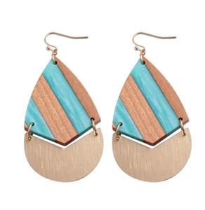 Pendientes colgantes simples y elegantes, colgante de barra geométrica de resina de madera, pendientes de madera, pasador bohemio Retro - Product Image 5