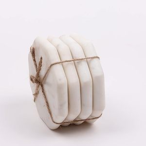 Hexagon Shape Marble Coasters Non-Slip Coffee Table Desk <b>Mat</b> with <b>round</b> Pattern for Home Office or Christmas Decor - Product Image 3